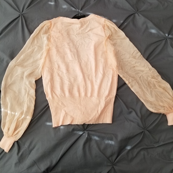 Peach sheer sleeve cardigan, NWT - Picture 3 of 3
